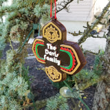 Personalized Polynesian Themed Family Last Name Christmas Ornament ( Tiki Polynesia Resort / Park Prop Inspired Replica )